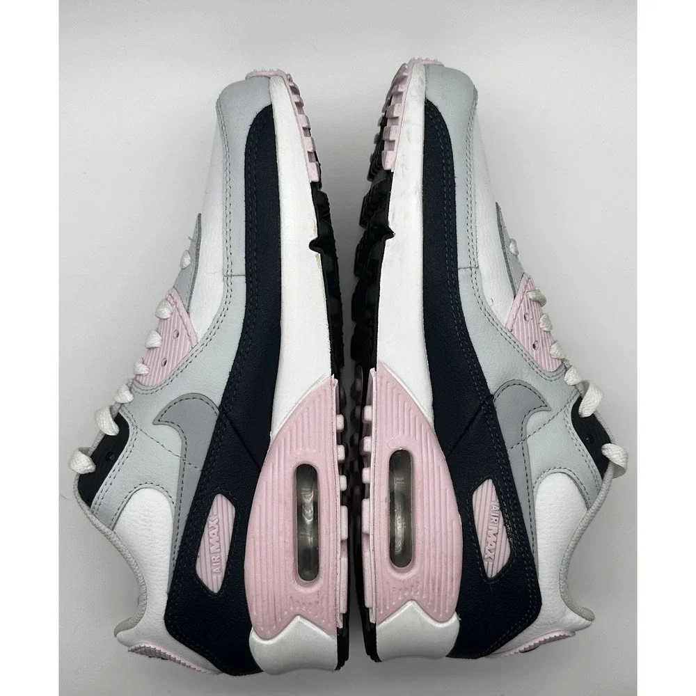 Nike Air Max 90 Shoes Girls Size 7Y White Pink Navy Sneakers HF6358-104